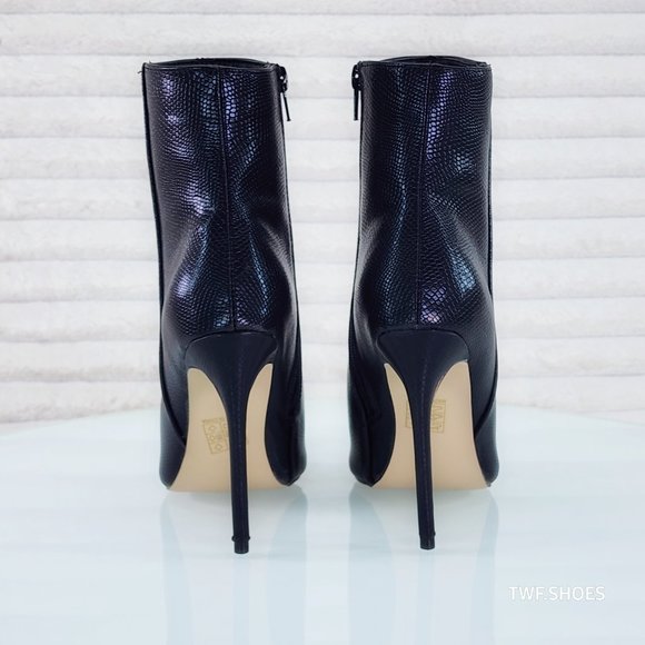 Amanda Pointy Toe 4.5" Stiletto Heels Ankle Boots - Black - Picture 4 of 9